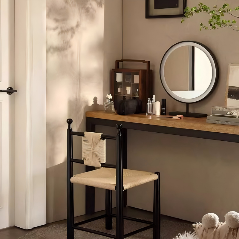 Nordic Woven Dining Chair – Solid Wood Frame with Handcrafted Rope Seat