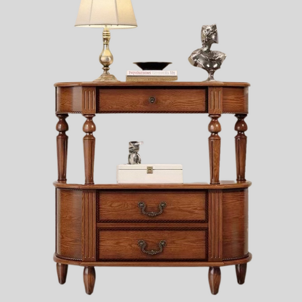 Vintage Solid Wood Console Table with Drawers