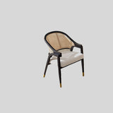 Handcrafted Rattan Chair with Cushioned Seat - A Blend of Elegance and Comfort