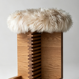 Lambswool Solid Wood Bar Stool – Cream, 65 or 75 cm