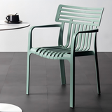 Contemporary Slatted Outdoor Dining Chair – Stackable Armchair for Patio, Café & Restaurant