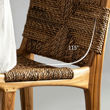 Nordic Solid Wood Bar Chair - Rattan Woven Seat with Backrest