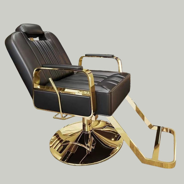 Luxury Reclining Salon Chair with Gold or Chrome Base