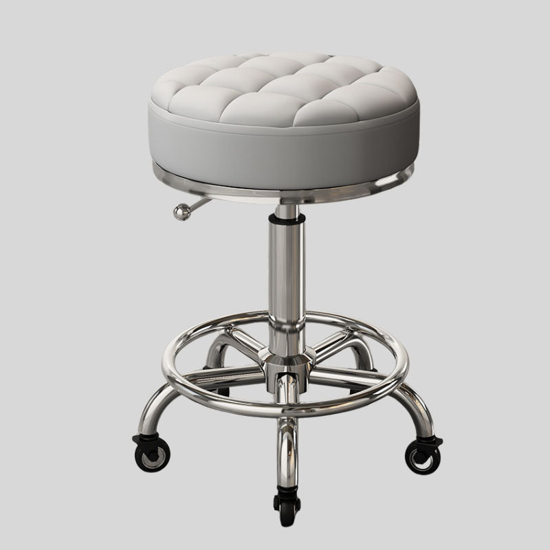 Adjustable Swivel Stools with Gold Metal and Earth Wheels for Beauty Salons and Office - Round Seat Rolling Chair with Steel 5 Claws