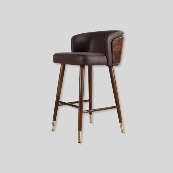 Luxury Walnut-Back Bar & Counter Stool – Microfiber Leather, Beech Wood Legs, 65/78 cm Seat Height