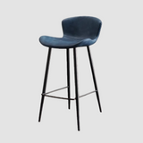 Modern Leather Upholstered Bar Stool with Carbon Steel Frame | Ergonomic High Stool in Crazy Horse or Saddle Leather