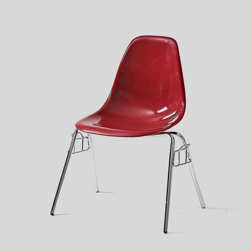 Sleek Red Plastic Chair - Modern Design with Chrome Legs for Versatile Use