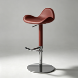 Saddle Leather Bar Stool - Swivel and Height Adjustable Kitchen Island Seat