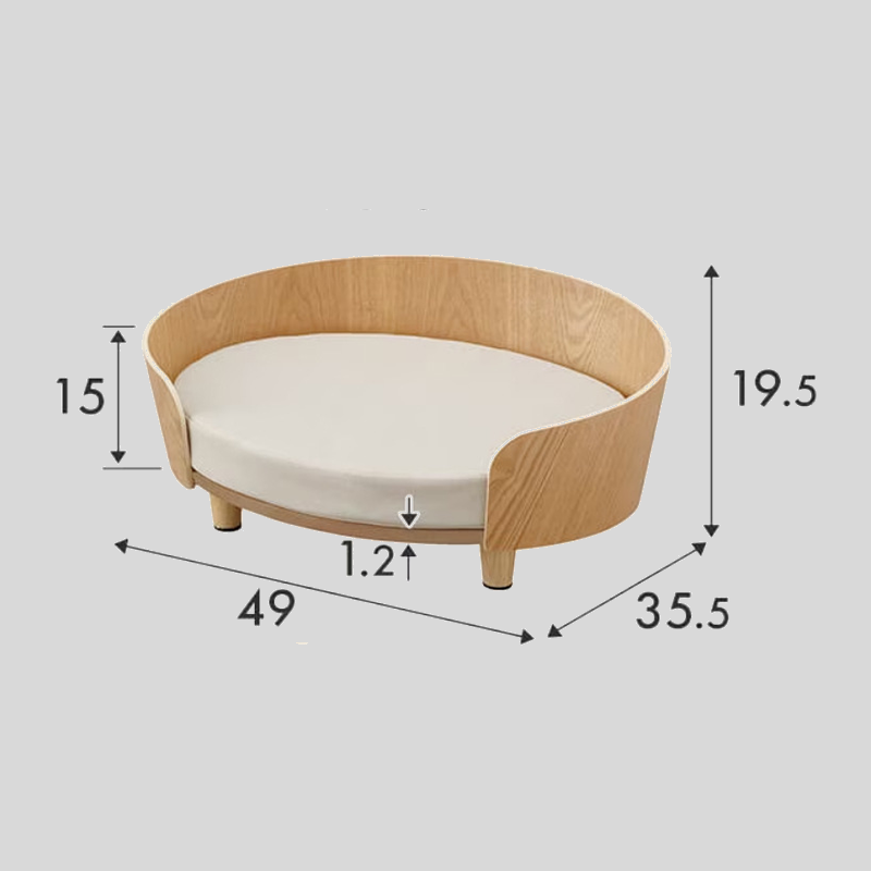 Modern Wooden Pet Bed with Detachable Cushion