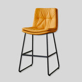 Modern Tufted Leather Bar Stool with Sleek Metal Frame for Stylish Interiors