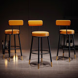 Modern High Back Bar Stool with Gold-Tipped Legs for Elegant Home Bars