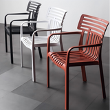 Contemporary Slatted Outdoor Dining Chair – Stackable Armchair for Patio, Café & Restaurant