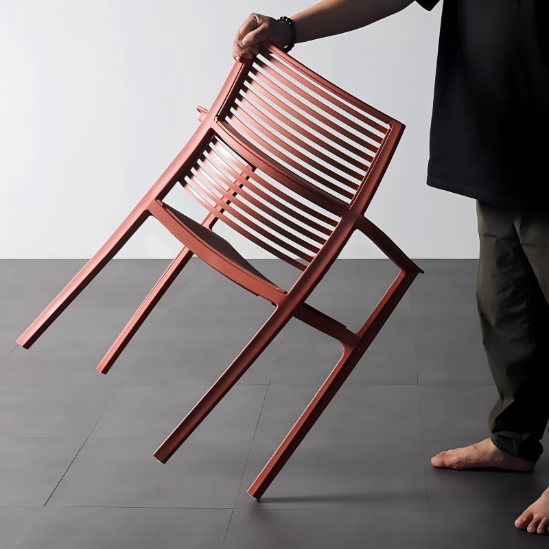 Modern Stackable Outdoor Dining Chair – Durable Slatted Armchair for Café, Patio & Garden