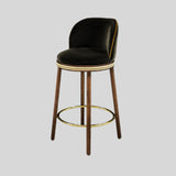 Mid-Century Modern Bar Chair Alma with Velvet, Walnut Wood and Brass