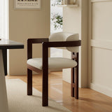 Modern Elegance: Black Frame Dining Chair with Plush Beige Upholstery and Contemporary Design