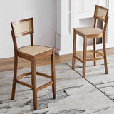 Solid Wood Bar Chairs Household High Stool Nordic Luxury Bar Chair Kitchen Furniture Creative Rattan Back Bar Stools