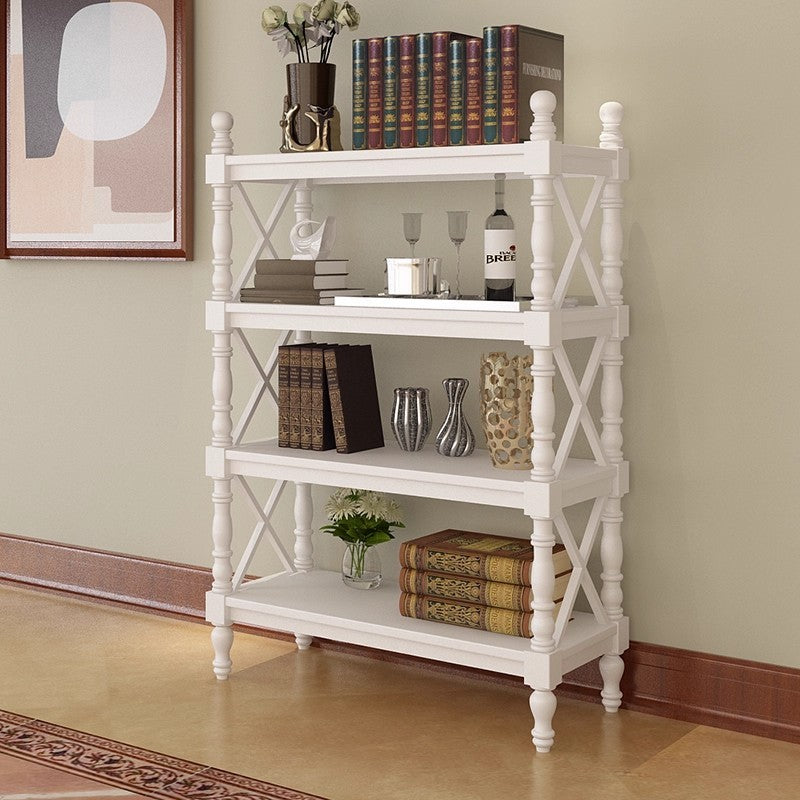 Classic European Solid Wood Display Shelf – Turned Column Storage Rack