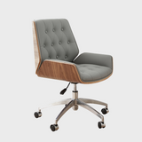 Modern Swivel Desk Chair with Wooden Frame and Gold or Silver Base