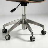 Two-Tone Shell Swivel Chair – Leather Seat, Chrome Base, Casters or Fixed Legs