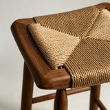 Wabi-Sabi Ash Wood Bar Stool – Woven Rattan or Paper Rope Seat