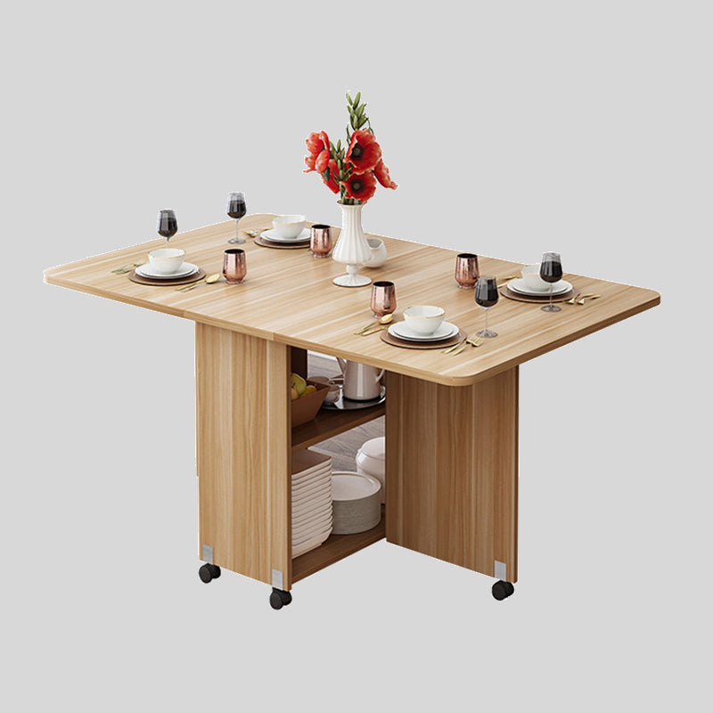 Foldable Drop Leaf Dining Table with Storage Shelves & Wheels – Space-Saving Convertible Table for Small Apartments