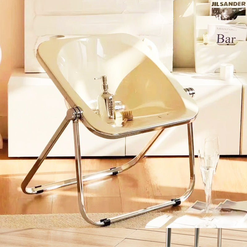 Foldable Acrylic Dining Chair with Premium Hinges and Metal Legs