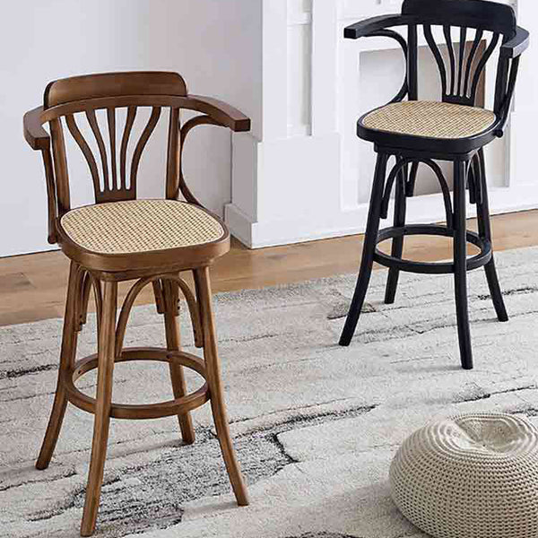 Swivel Chair Furniture Supplier Retro Solid Wood Swivel Bar Stool Bar Chair with Arms for Hotel/bar/ Restaurant