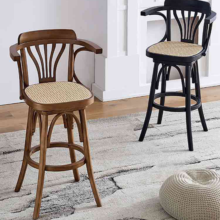 Swivel Chair Furniture Supplier Retro Solid Wood Swivel Bar Stool Bar Chair with Arms for Hotel/bar/ Restaurant