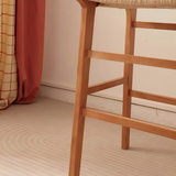Scandinavian Handwoven Rope Bar Stool – Natural Solid Wood Counter Chair
