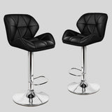 Set of 2 Black Adjustable Swivel Bar Stools - PU Leather with Chrome Base for Kitchen and Bar