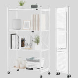Foldable Metal Storage Shelf with Wheels – 4-Tier Heavy-Duty Rolling Rack for Kitchen, Office, Living Room, or Garage