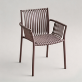 Stackable Outdoor Dining Armchair - Slatted Design for Cafe & Patio