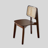 Contemporary Rattan and Wood Dining Chair - Elegant Black Finish