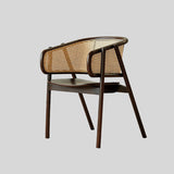 Contemporary Rattan Armchair with Solid Wood Frame