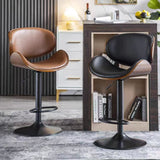 Adjustable Swivel Bar Stool with Ergonomic Design and Leather Seat