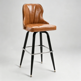 Swivel Bar Stool – Oil-Wax Leather, Metal Frame & Solid Wood Panels