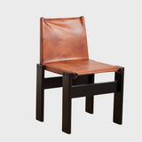 Modern Leather Sling Chair with Wooden Frame