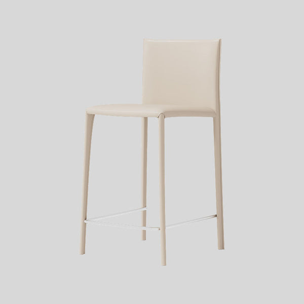 Saddle Leather Counter Stool With Steel Frame and Upholstered Legs