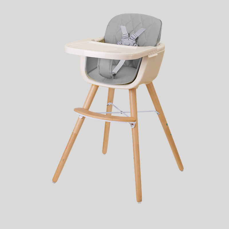 Multifunctional Adjustable Baby High Chair with Wooden Legs