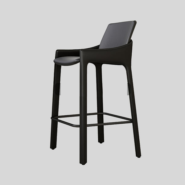 Italian Luxury Saddle Leather Bar Stool with Carbon Steel Frame