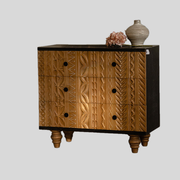 Vintage Carved Solid Wood Dresser Cabinet