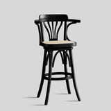 Vintage Bentwood Bar Stool - Elegant and Sturdy with Rattan Seat