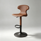 Modern Luxury Saddle Leather Bar Stool - Adjustable Swivel Counter Chair