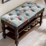 Vintage Floral Upholstered Shoe Storage Bench