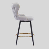 Elegant Velvet Upholstered Bar Stool with Gold Accents