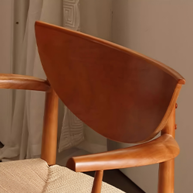 Nordic Solid Wood Dining Chair – Curved Backrest Armchair
