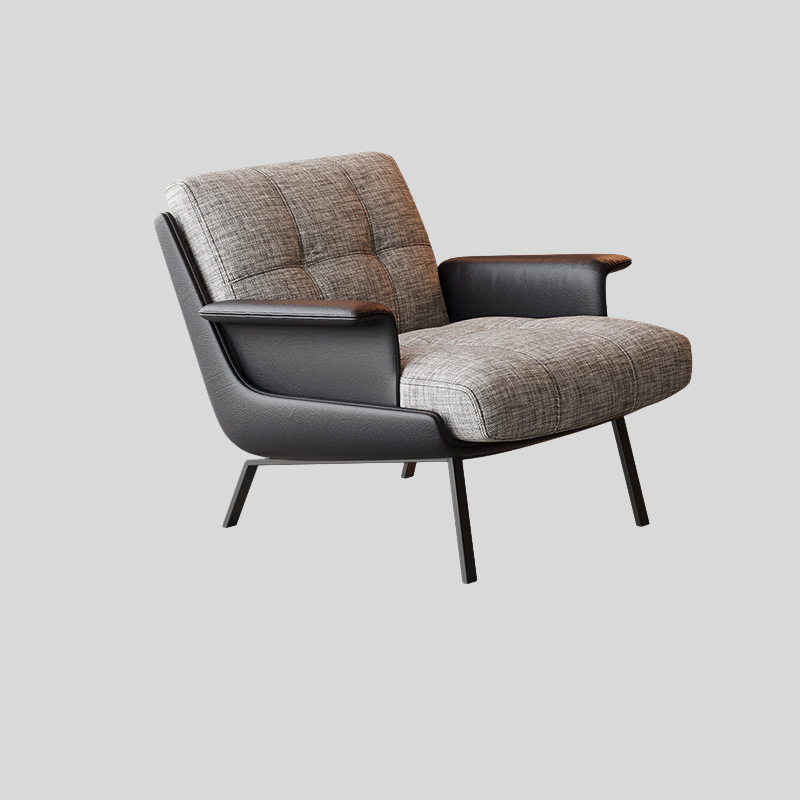 Modern Tufted Microfiber Leather Accent Chair with Arms