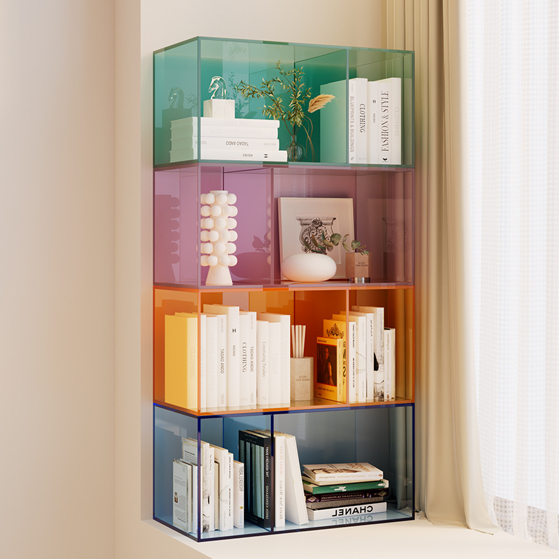 Modern Transparent Acrylic Storage Cube – Colorful Modular Display Shelf