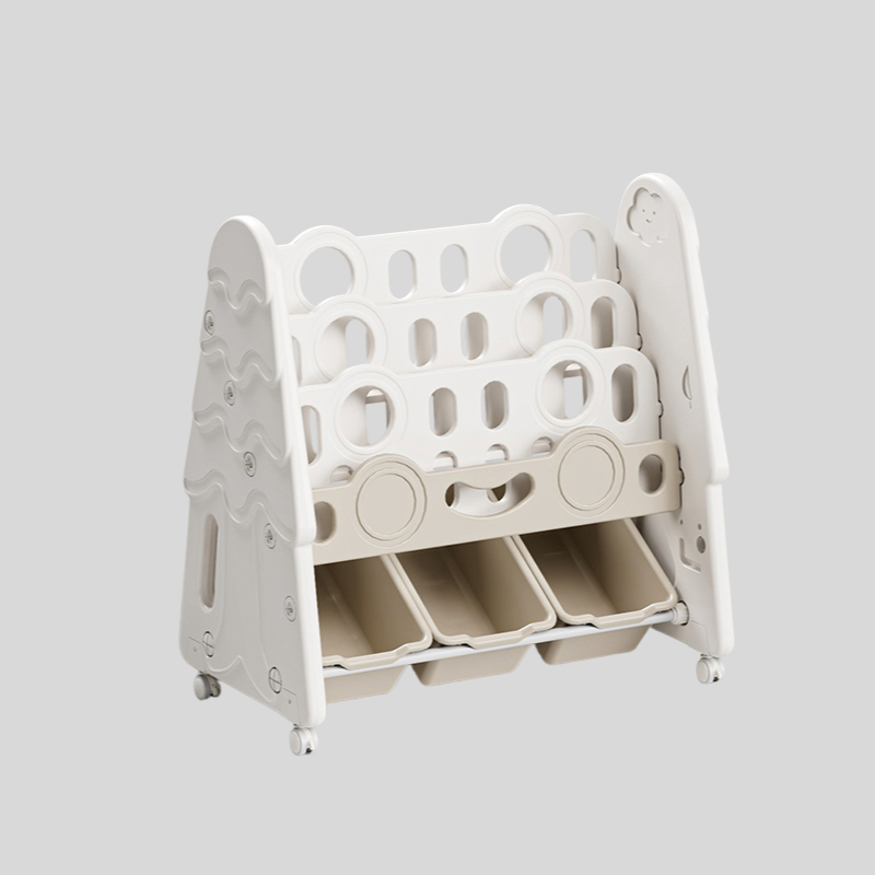 Kids Treehouse Bookshelf with Rolling Storage Bins