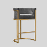 Luxurious Velvet Bar Stool with Gold Metal Frame for Elegant Interiors